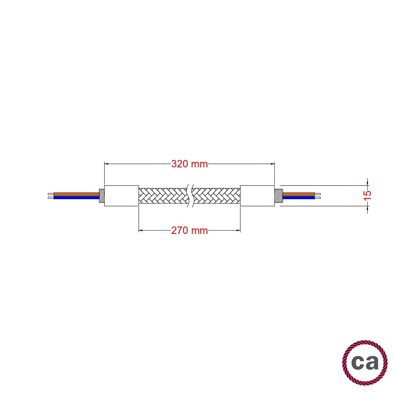 Kit Creative Flex tube flexible recouvert de tissu pétrole RM78 avec bornes métalliques