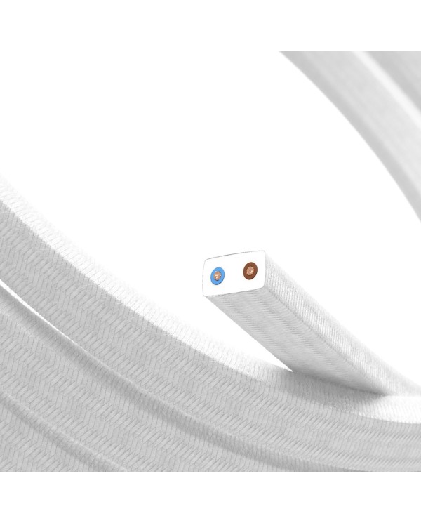 Câble électrique pour guirlande lumineuse recouvert de tissu Blanc CM01 - résistant aux UV