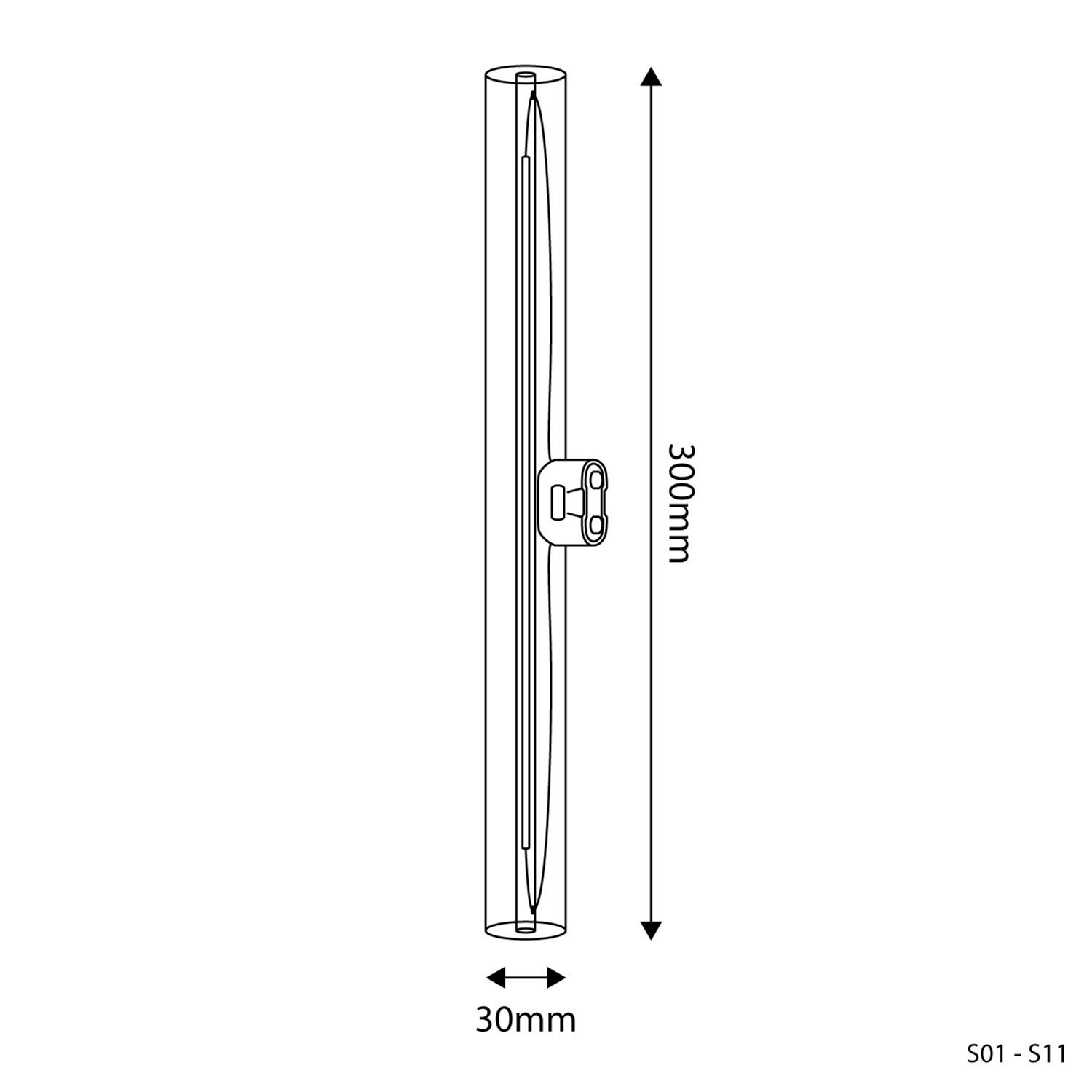 Ampoule LED Effet Porcelaine IRC 90 Linéaire S14d - longueur 300 mm 6W 470Lm 2700K Dimmable - S11