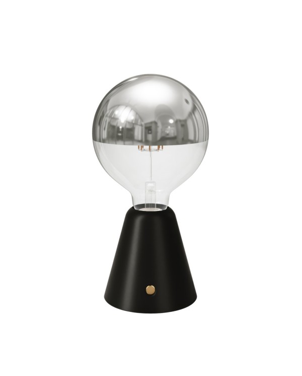 Lampe portative LED rechargeable Cabless01 avec ampoule globo demi-sphère argent
