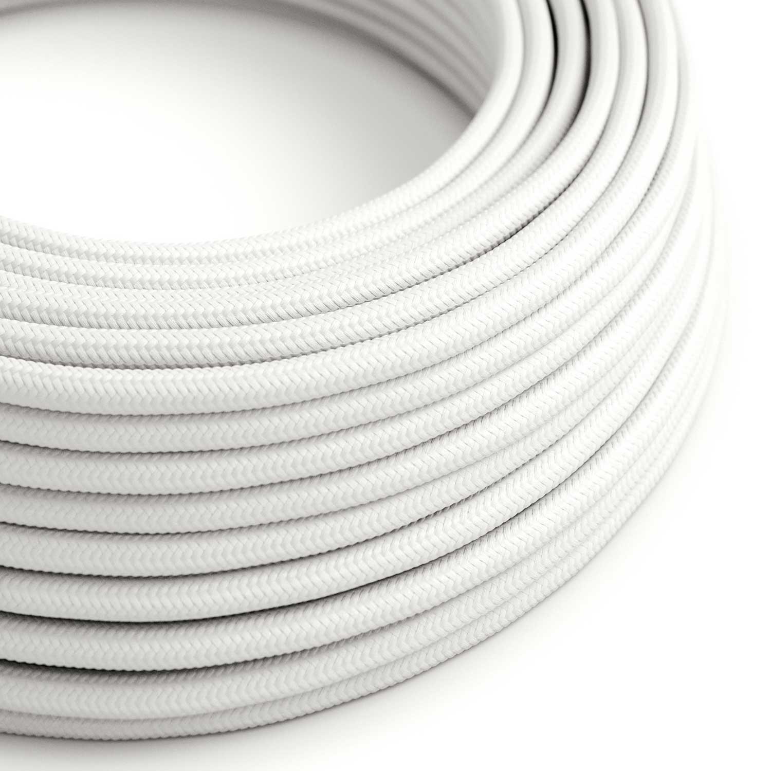 Câble électrique Ultra Soft en silicone recouvert de tissu Blanc Optique brillant - RM01 rond 2x0,75mm