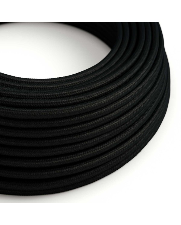 Câble électrique Ultra Soft en silicone recouvert de tissu Noir Charbon brillant - RM04 rond 2x0,75mm