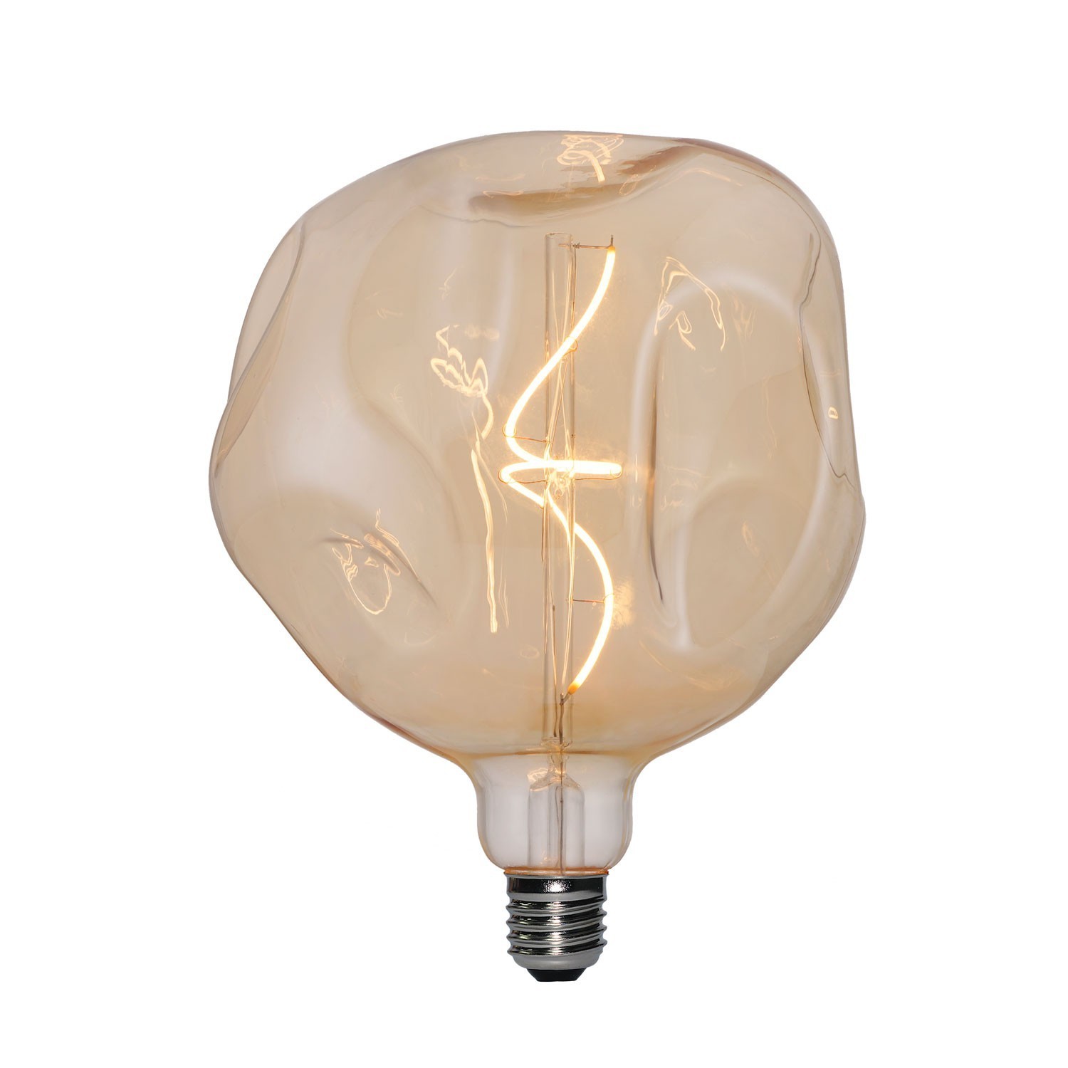 Ampoule LED Globe Dorée Cabossée G180 Filament en Spiral 5W 250Lm E27 1800K Dimmable