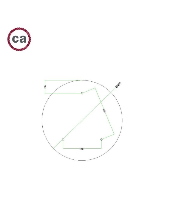 Rosace XXL Rose-One rond de 400 mm de diamètre avec 3 trous et 4 trous latéraux