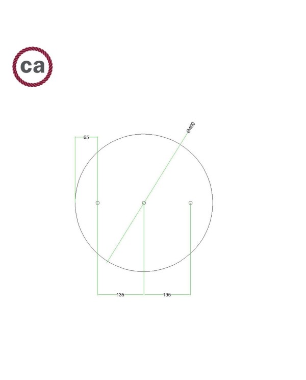 Rosace XXL Rose-One rond de 400 mm de diamètre avec 3 trous alignés et 4 trous latéraux