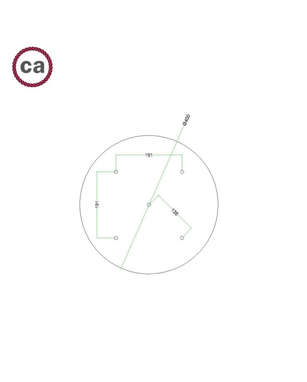 Rosace XXL Rose-One rond de 400 mm de diamètre avec 5 trous et 4 trous latéraux