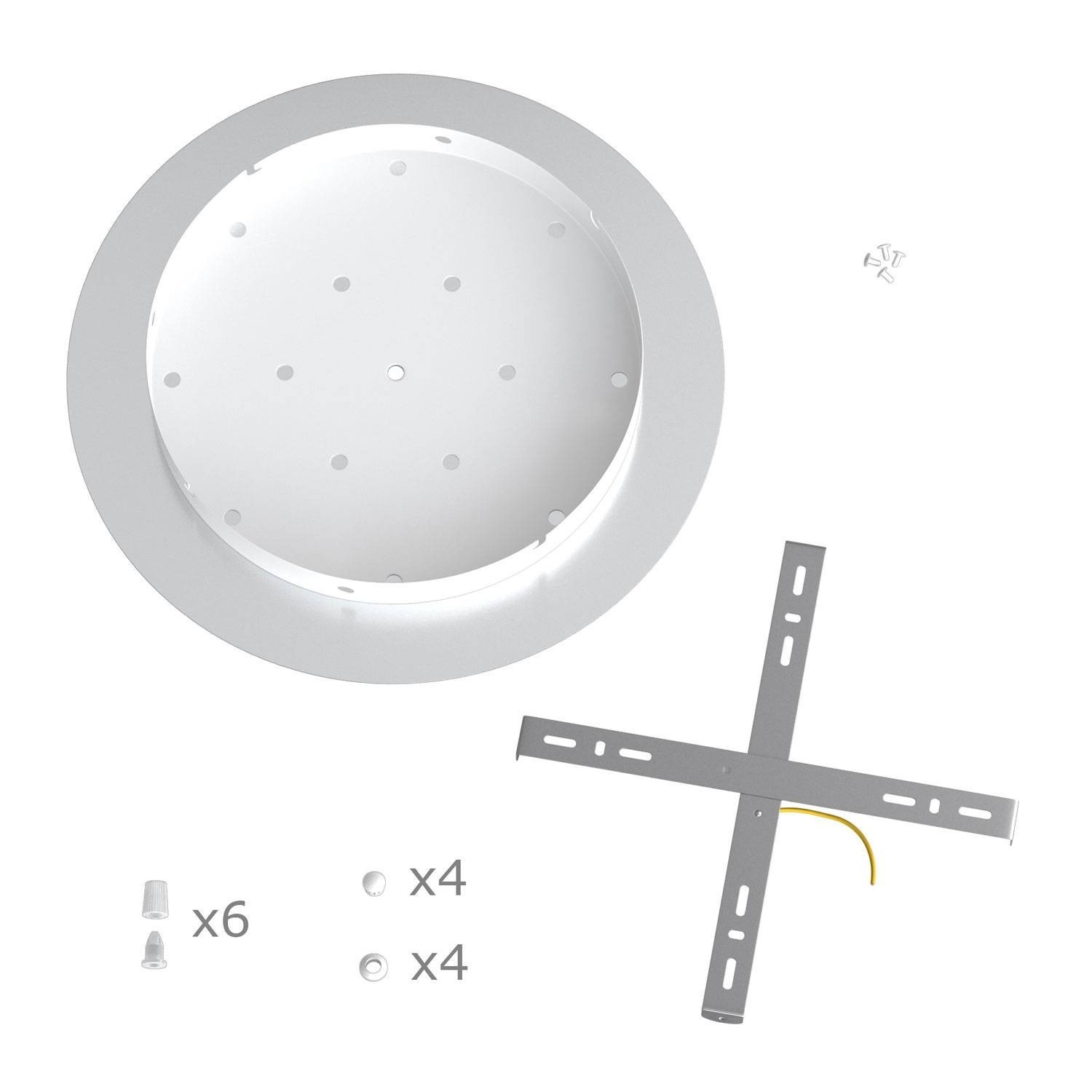 Rosace XXL Rose-One rond de 400 mm de diamètre avec 6 trous et 4 trous latéraux