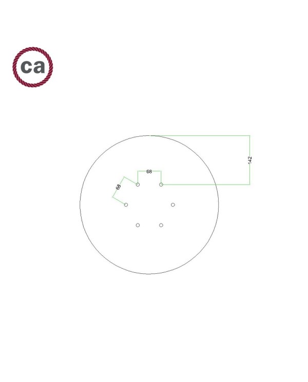 Rosace XXL Rose-One rond de 400 mm de diamètre avec 6 trous et 4 trous latéraux