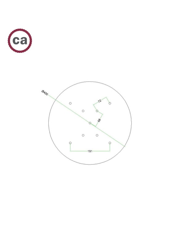 Rosace XXL Rose-One rond de 400 mm de diamètre avec 9 trous en croix et 4 trous latéraux