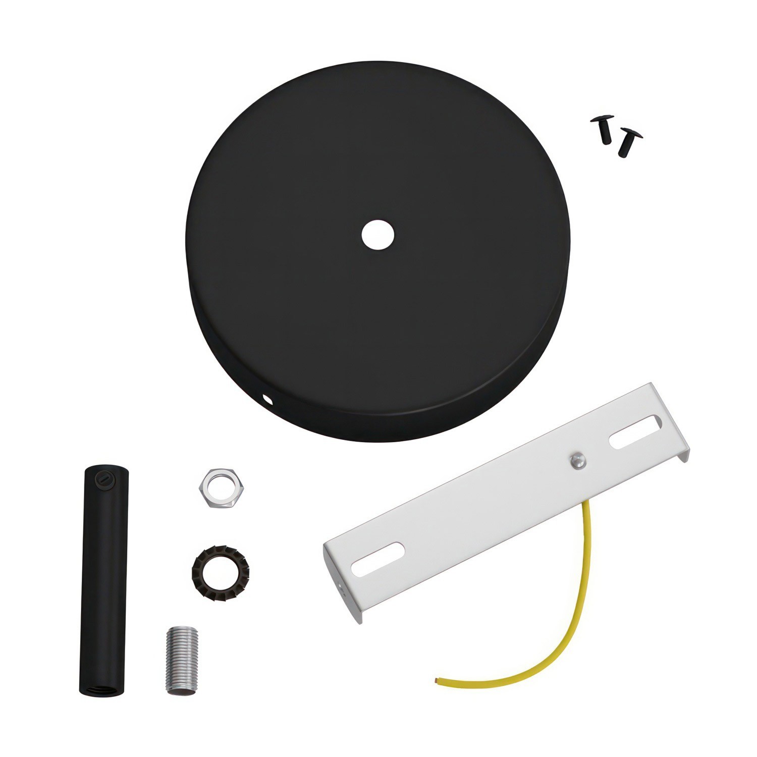 Kit rosace cylindrique en métal avec serre-câble de 7 cm