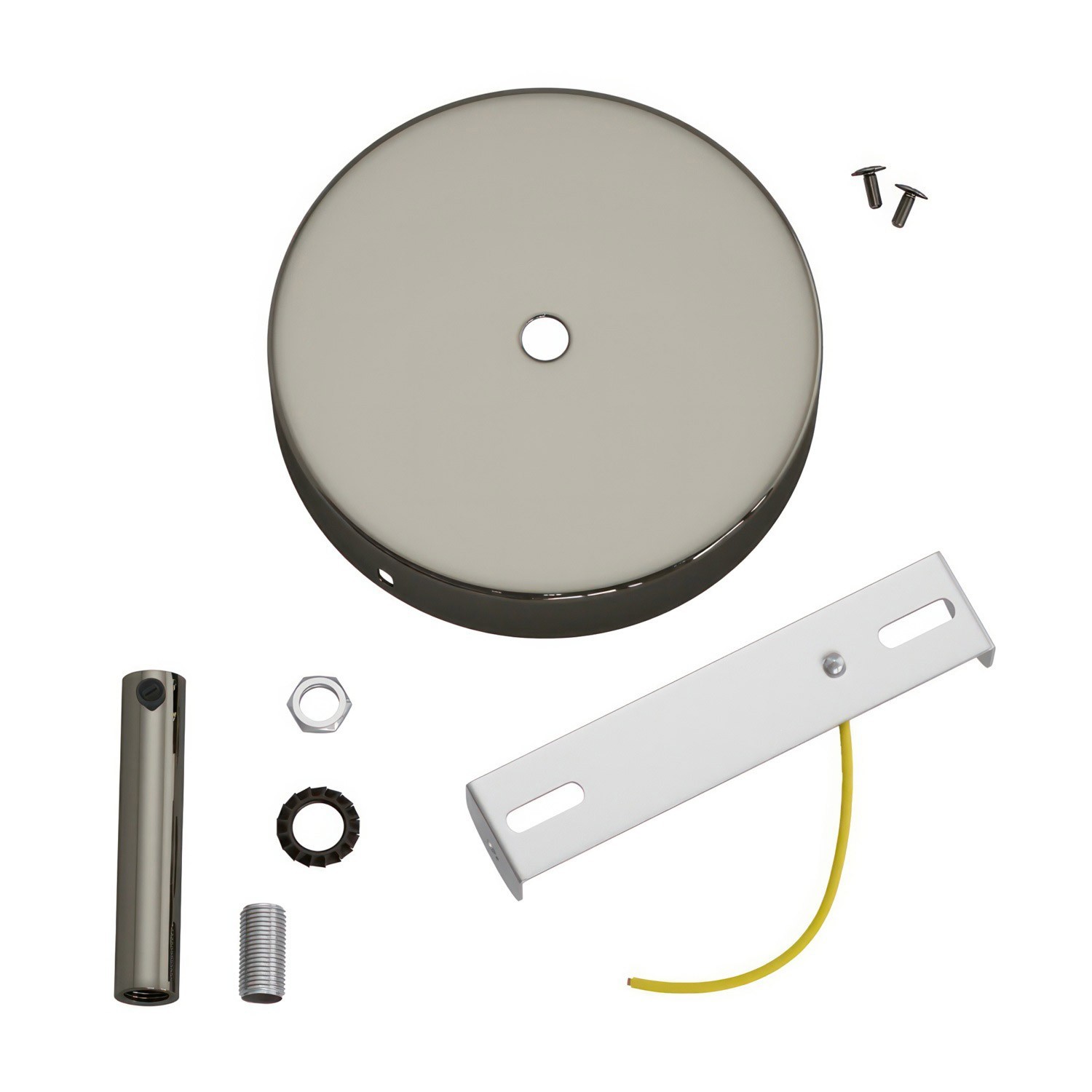 Kit rosace cylindrique en métal avec serre-câble de 7 cm