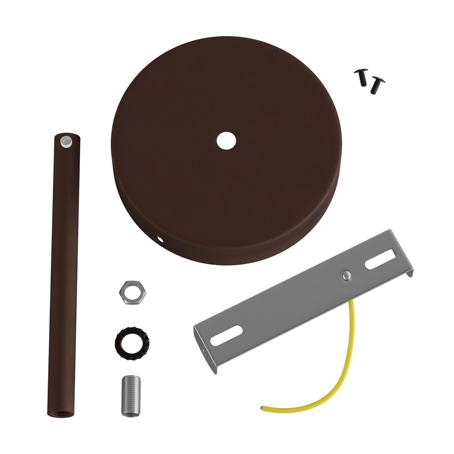 Kit rosace cylindrique en métal avec serre-câble de 15 cm