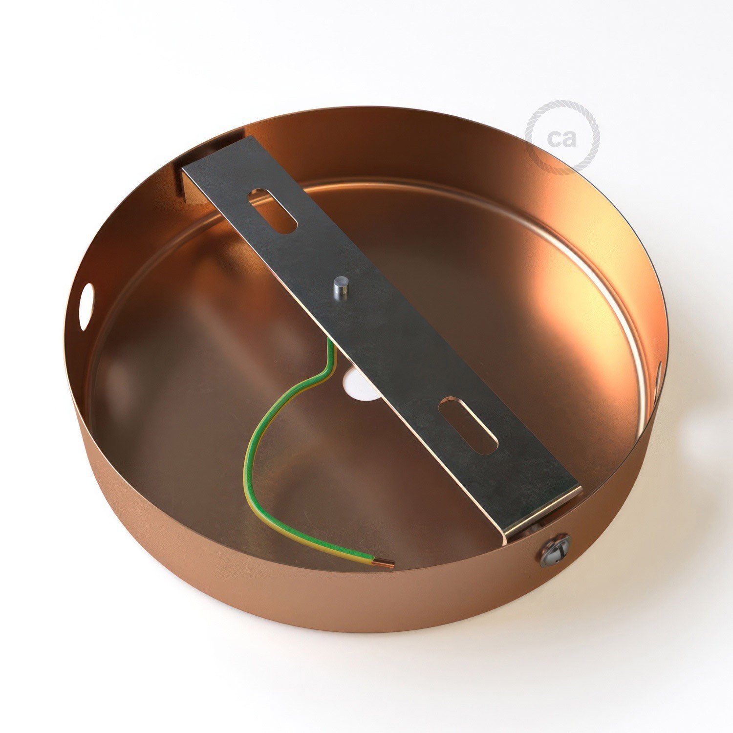 Kit rosace cylindrique en métal avec 1 trou central et 2 trous latéraux