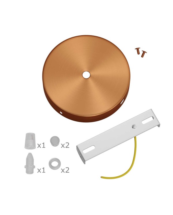 Kit rosace cylindrique en métal avec 1 trou central et 2 trous latéraux