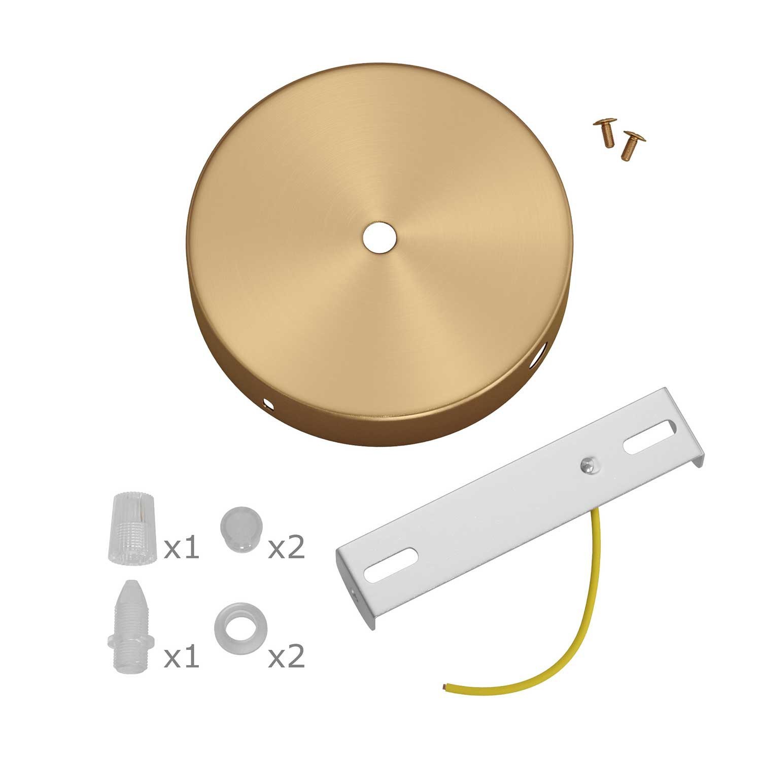 Kit rosace cylindrique en métal avec 1 trou central et 2 trous latéraux