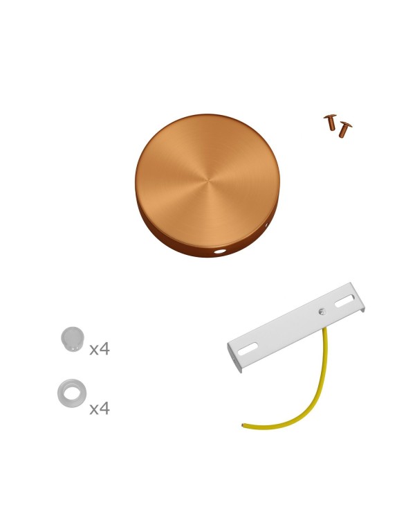 Kit Mini rosace cylindrique en métal avec 4 trous latéraux (boîte de dérivation)