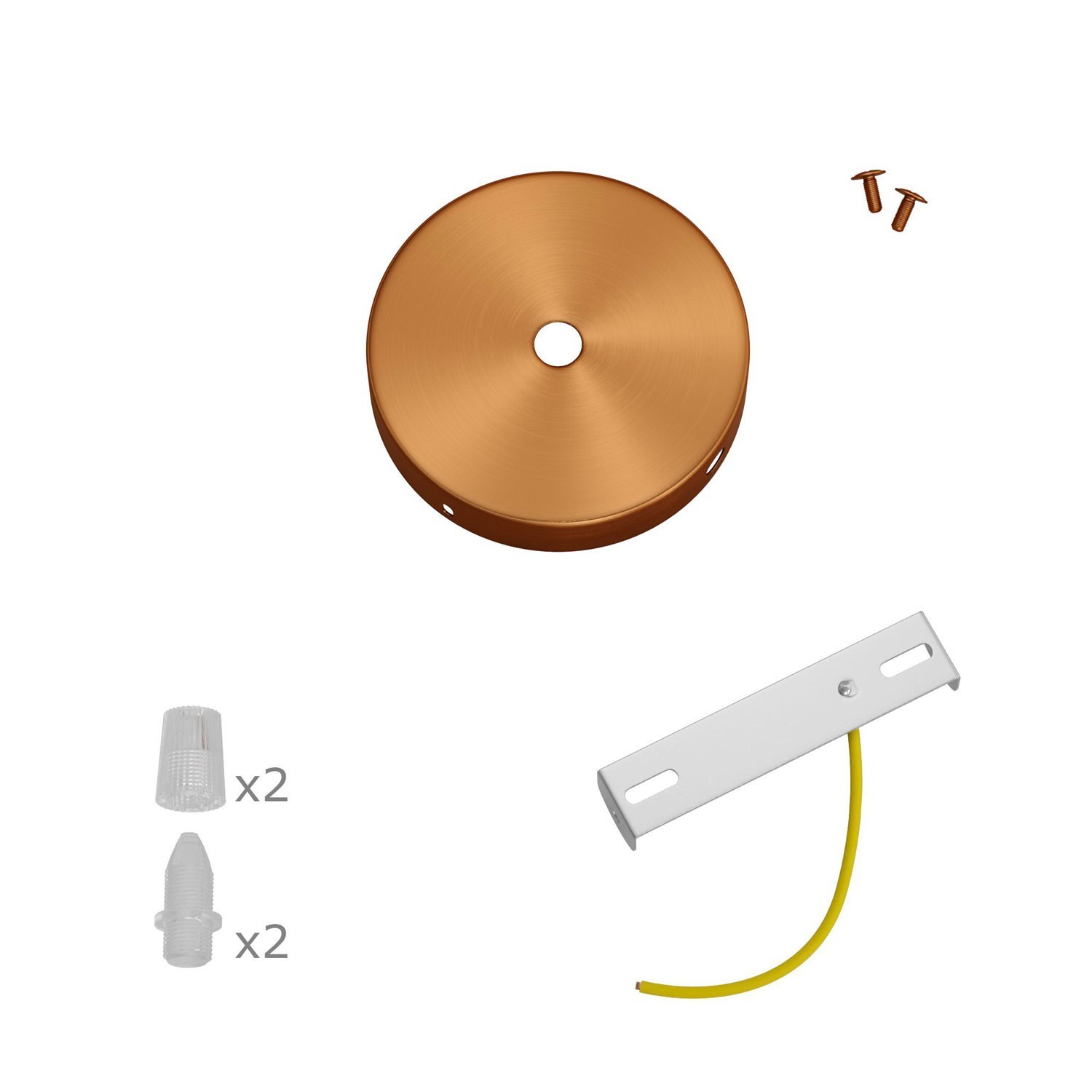 Kit Mini rosace cylindrique en métal à 2 trous centraux et 4 trous latéraux