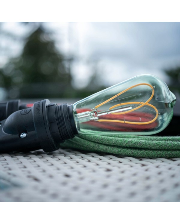 EIVA Suspension d'extérieur pour abat-jour avec 1,5m câble textile, rosace et douille étanche IP65