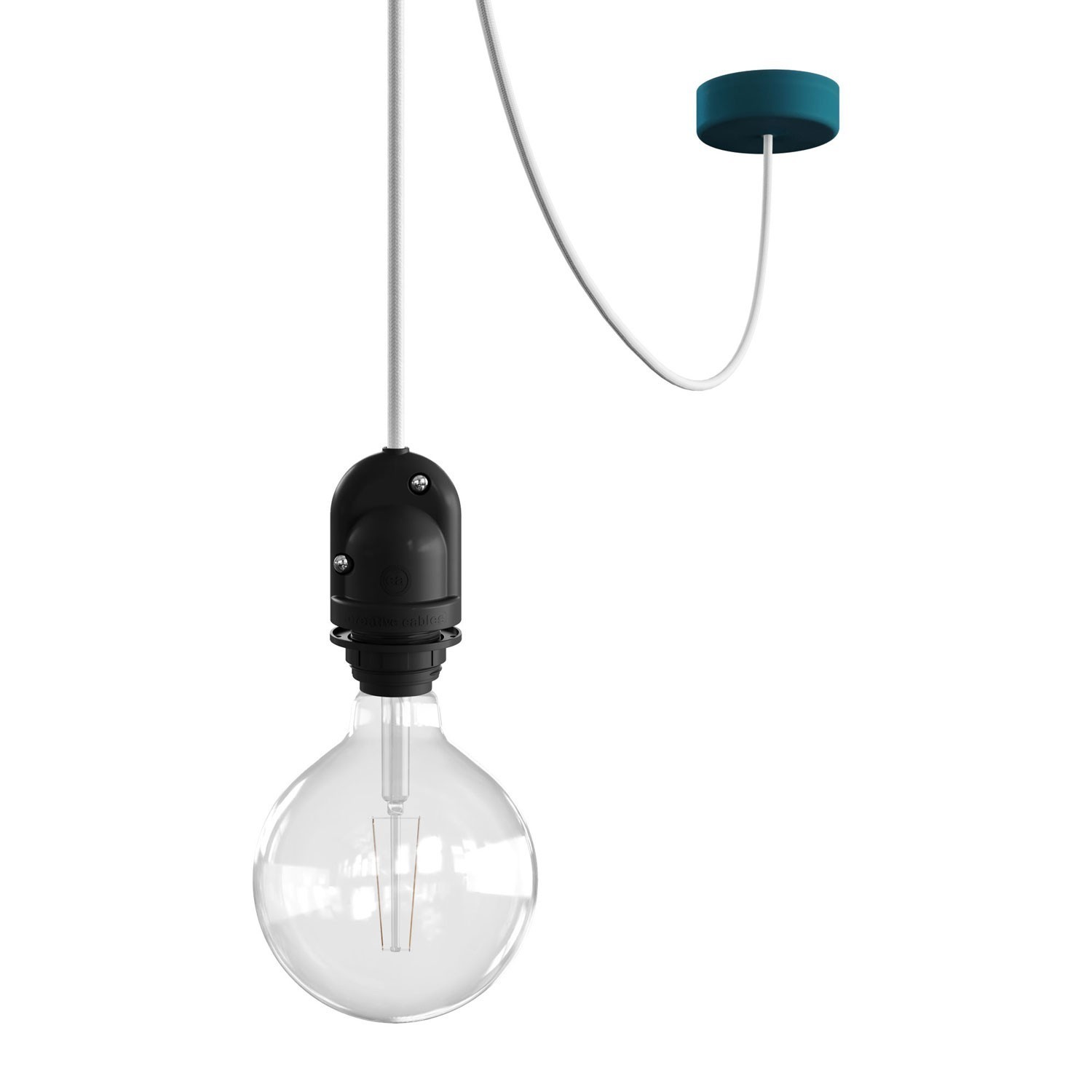 EIVA Suspension d'extérieur pour abat-jour avec 5m câble textile, décentreur, rosace et douille étanche IP65