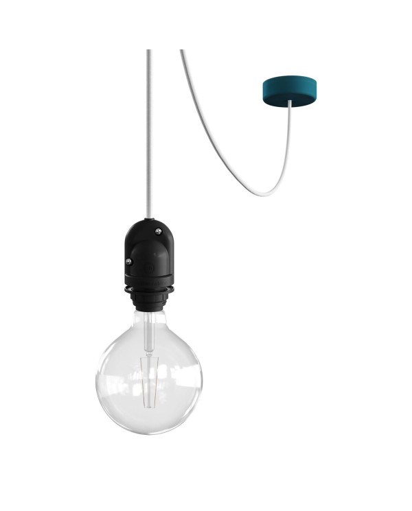 EIVA Suspension d'extérieur pour abat-jour avec 5m câble textile, décentreur, rosace et douille étanche IP65