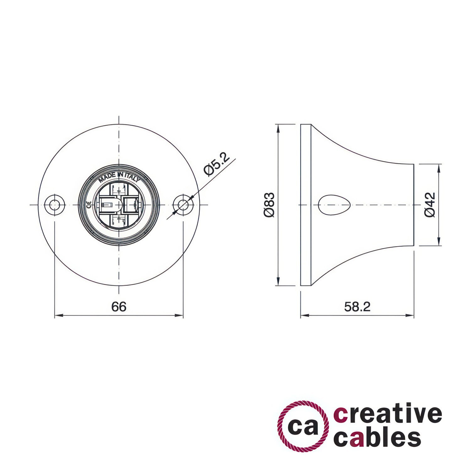 Douille 90° E27 mural ou de plafond en thermoplastique