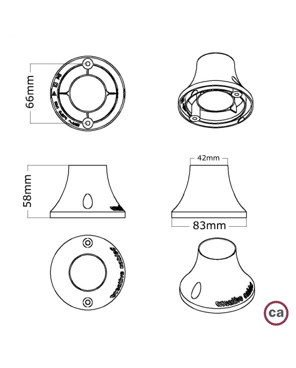 Douille métallisé E27 pour lampes murales ou de plafond