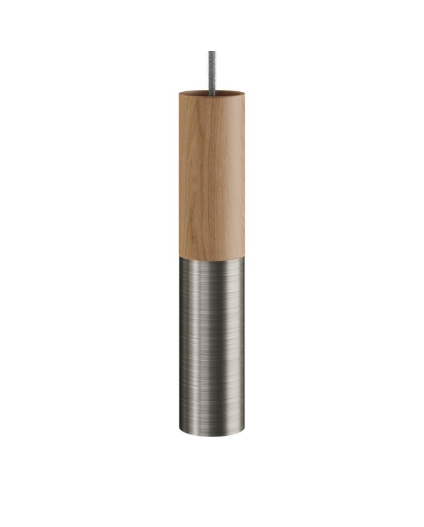 Tub-E14, tube en bois et métal pour spots avec douille double anneau E14