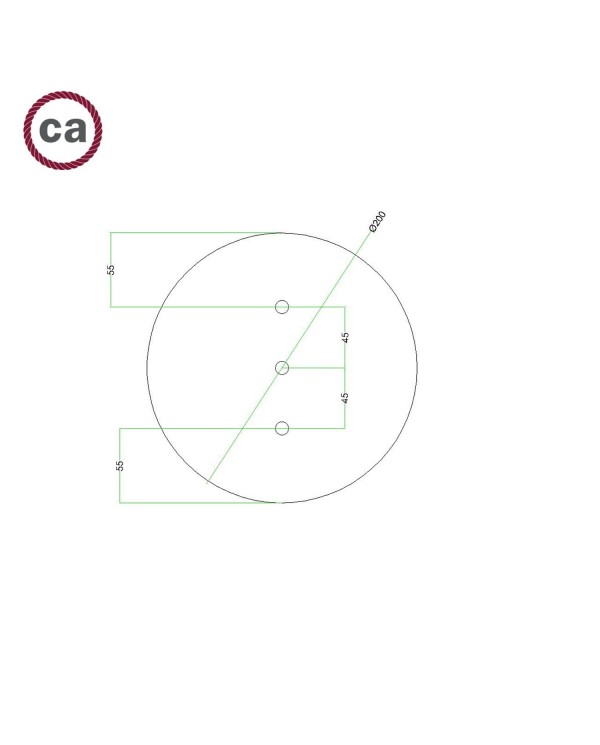 Rosace Rose-One rond de 200 mm de diamètre avec 3 trous alignés et 4 trous latéraux - PROMO