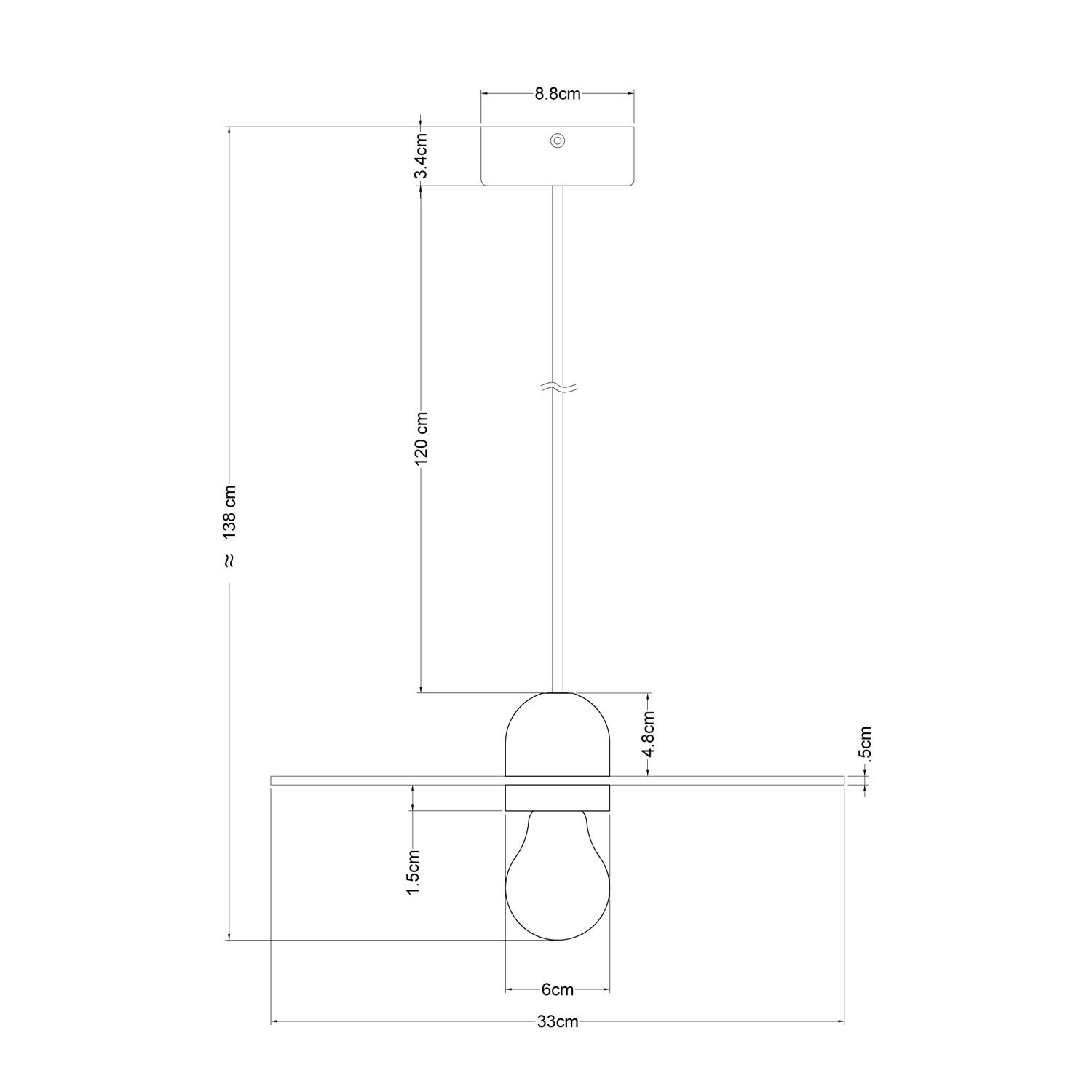 Lampe suspension en bois avec câble textile et abat-jour UFO