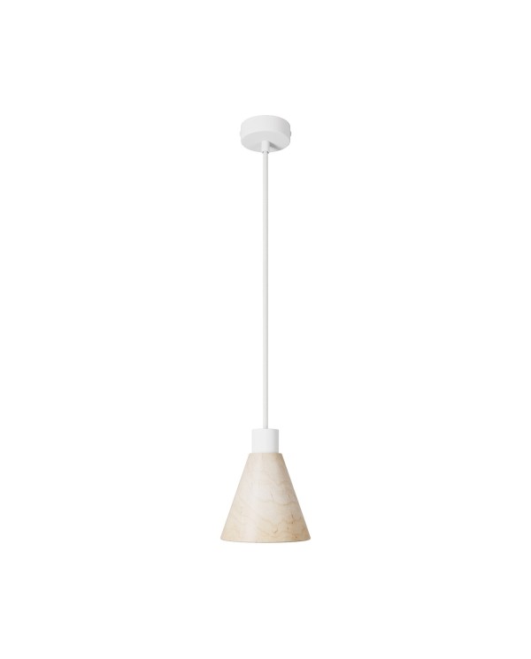 Lampe à suspension avec abat-jour conique en bois