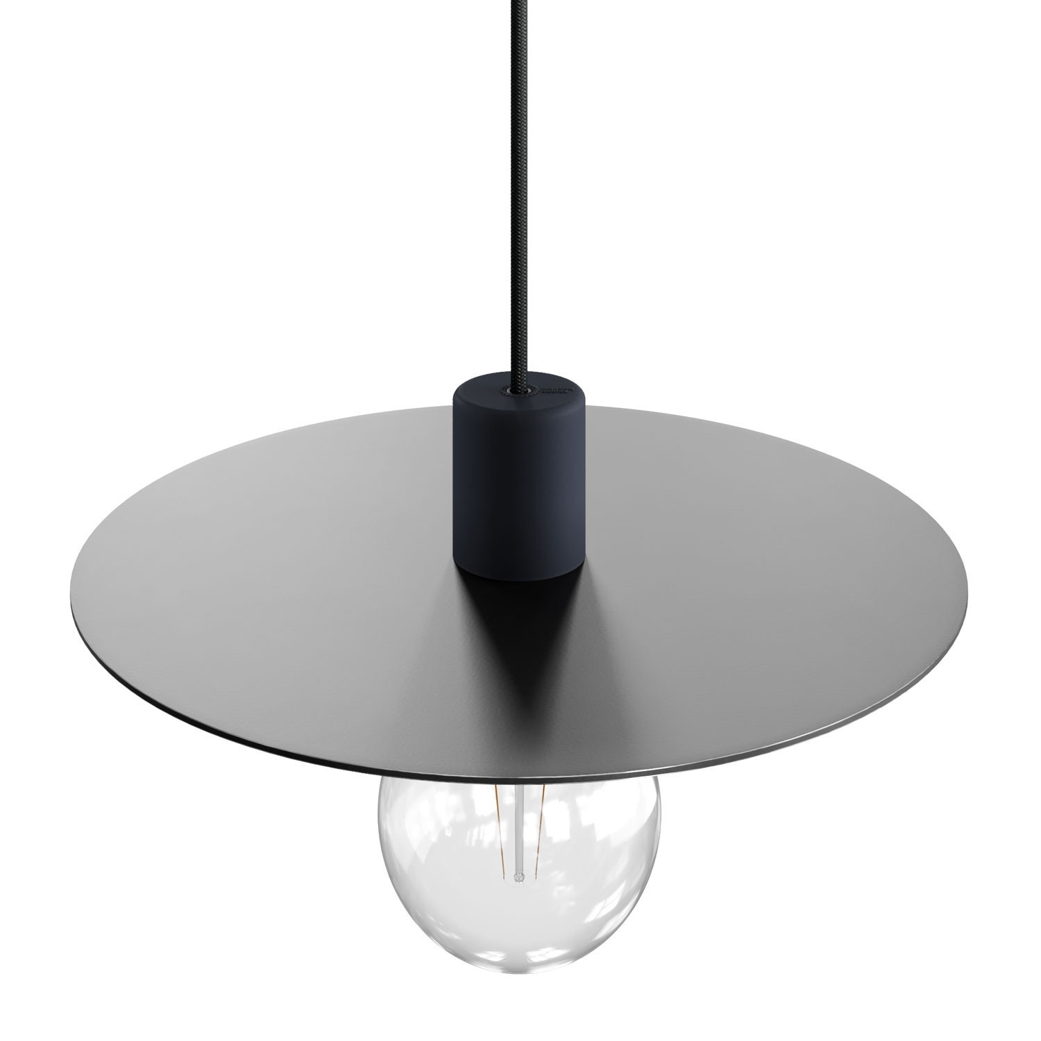 EIVA ELEGANT Lampe à suspension avec 5 m câble textile, abat-jour Ellepì, rosace et douille en silicone IP65 étanche