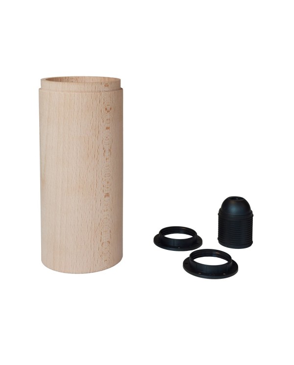 Tub-E27, abat-jour en bois pour lampe spot avec douille à double bague E27