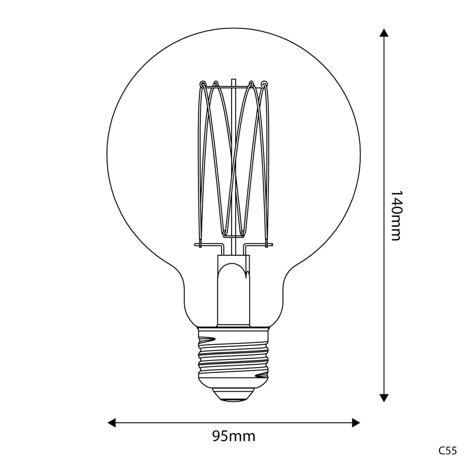 Ampoule Dorée LED Carbon Line Filament Cage Globe G95 7W 640Lm E27 2700K Dimmable - C55