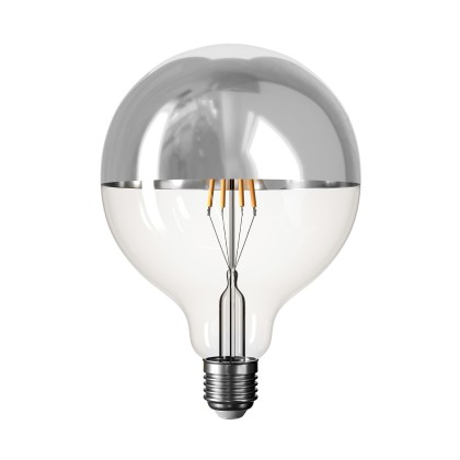 Ampoule LED Demi Sphère Argent B05 Ligne 5V Filament Court Globo G125 1,3W 110Lm E27 2500K Dimmable