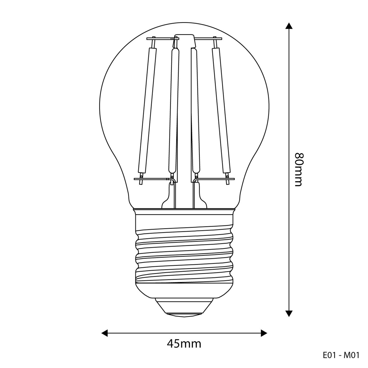 Ampoule LED Transparente Mini Globo G45 4W 470Lm E27 2700K - E01
