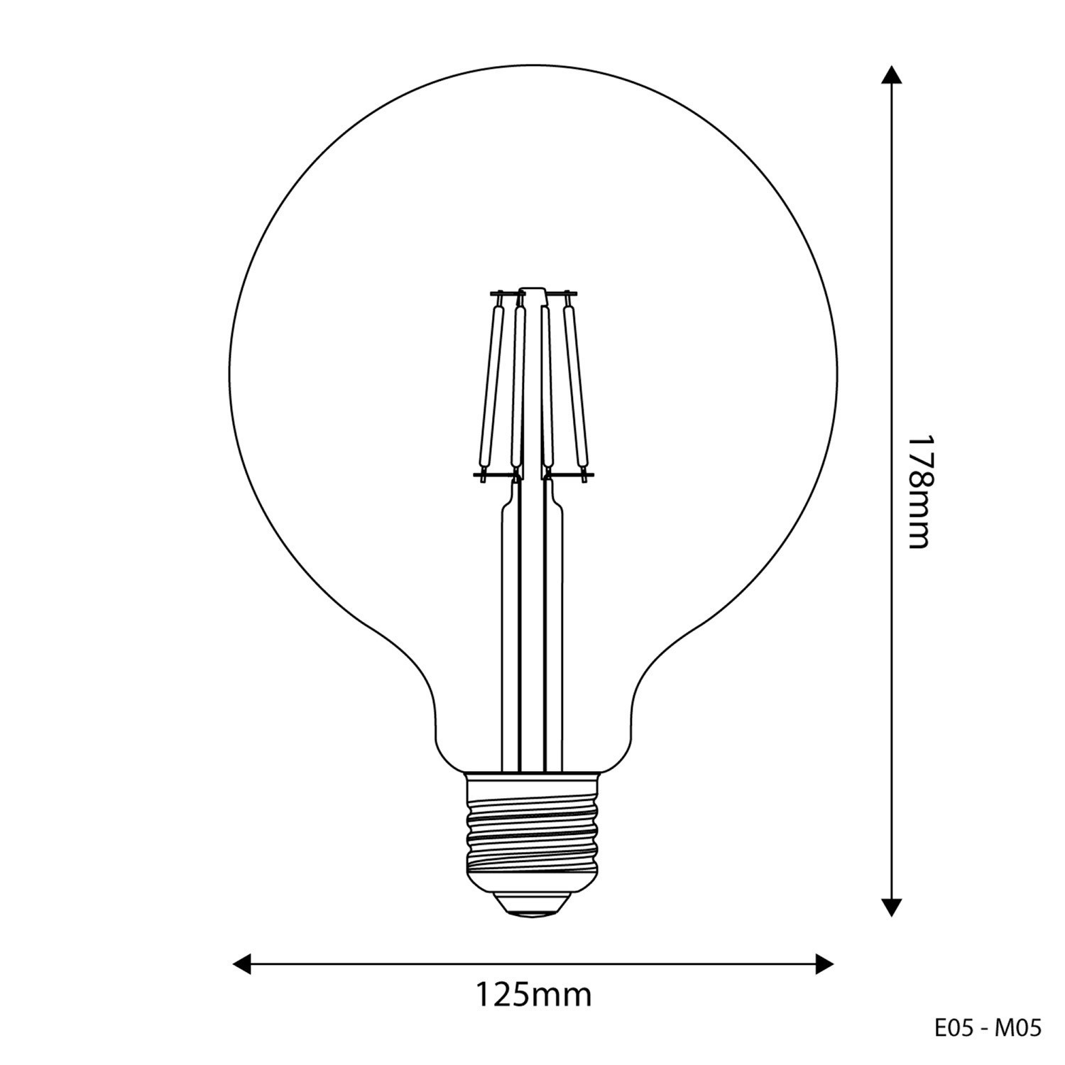 Ampoule LED Transparente Globo G125 4W 470Lm E27 2700K - E05
