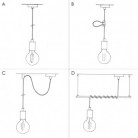 Suspension fabriquée en Italie avec câble textile et finition métal à contraste