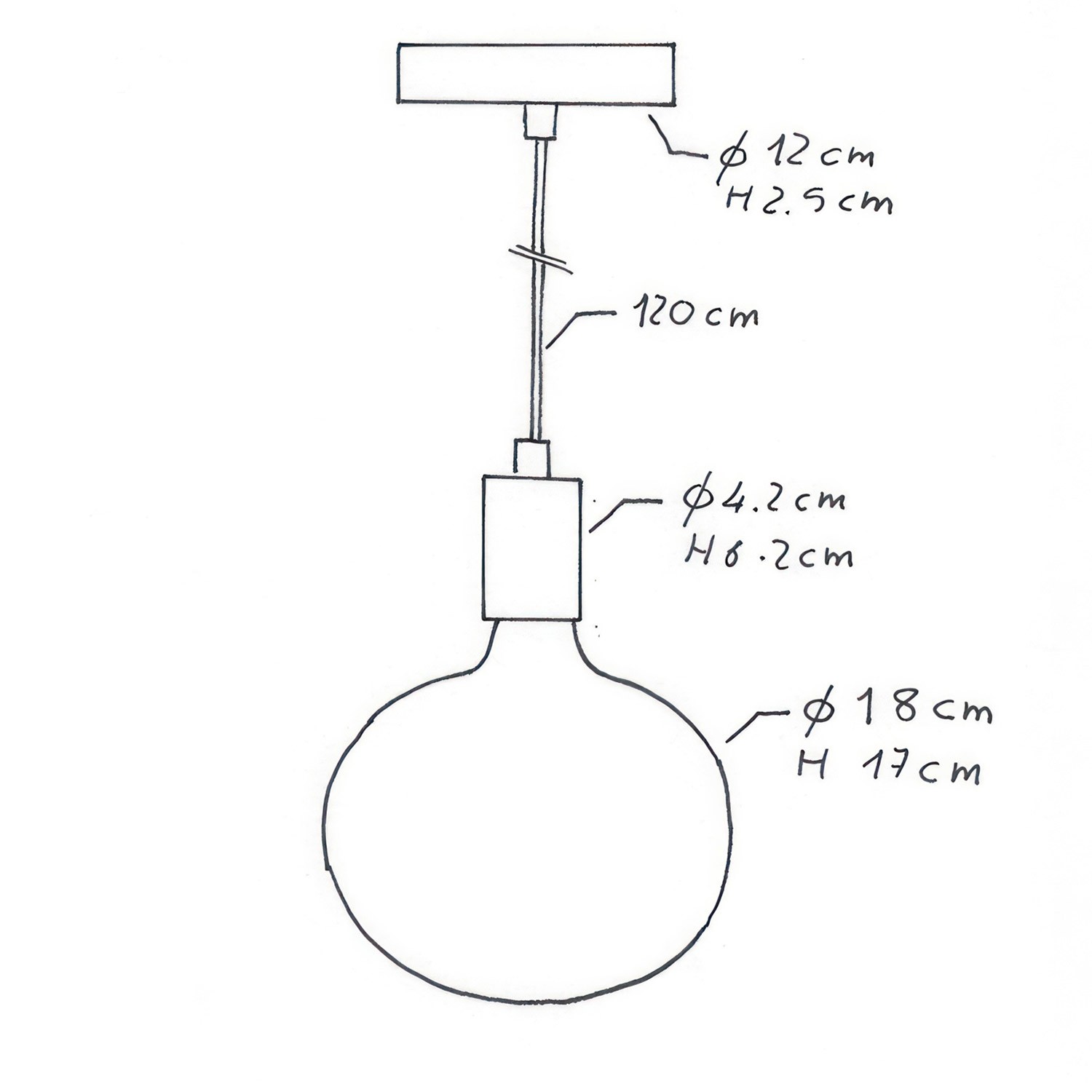 Suspension fabriquée en Italie avec câble textile et finition métal à contraste