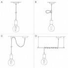 Suspension fabriquée en Italie avec câble textile et finition métal satiné