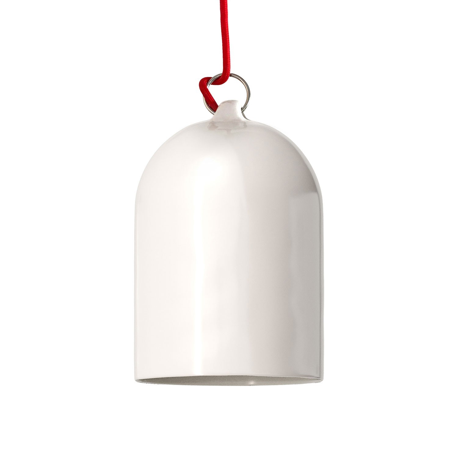 Suspension fabriquée en Italie avec câble textile, abat-jour Mini Cloche XS en céramique - complète avec ampoule