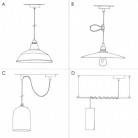 Suspension fabriquée en Italie avec câble textile, abat-jour Dome et finition en métal - complète avec ampoule