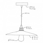 Suspension fabriquée en Italie avec câble textile, abat-jour en céramique Plat et finition en métal - complète avec ampoule