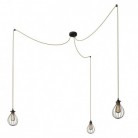 Spider - Lampe suspension multiple 3 bras Made in Italy avec câble textile et abat-jour Drop