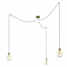 Spider - Lampe suspension multiple 3 bras Made in Italy avec câble textile et abat-jour Drop