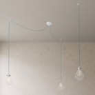 Spider - Lampe suspension multiple 3 bras Made in Italy avec câble textile et abat-jour Drop
