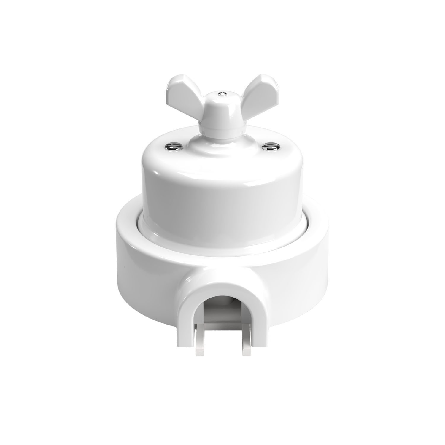 Kit interrupteur/déviateur avec écrou papillon et socle pour Creative-Tubes en porcelaine blanche