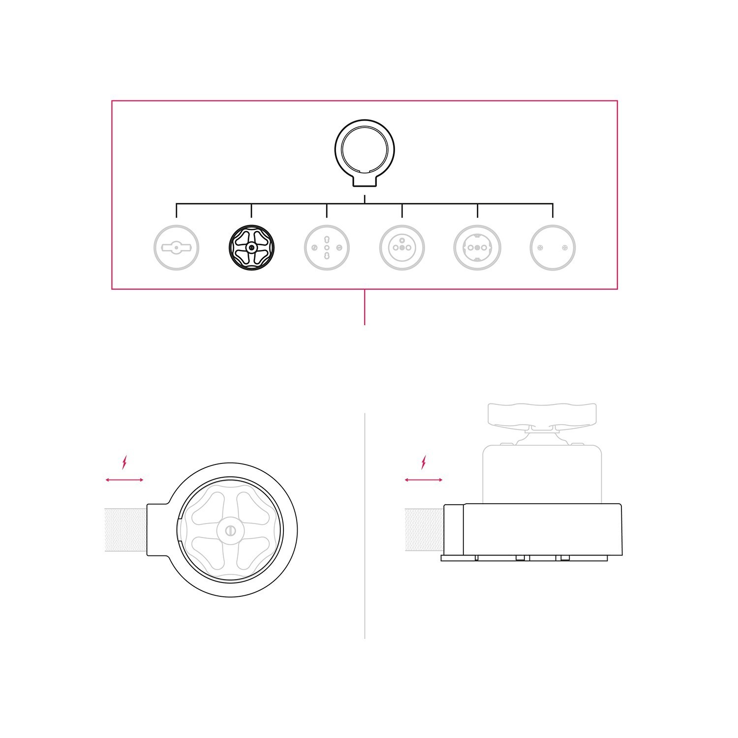 Kit interrupteur/déviateur à bascule avec bouton et base pour Creative-Tubes en porcelaine blanche