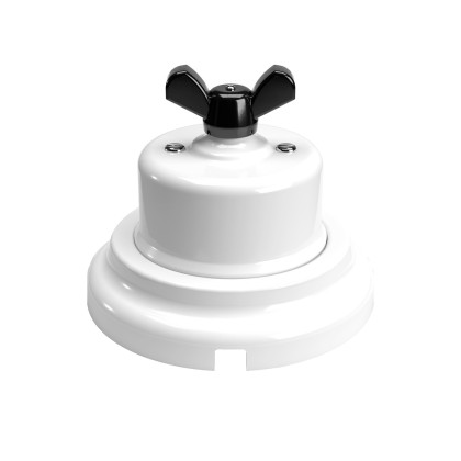 Kit interrupteur/déviateur avec écrou papillon et base en porcelaine blanche