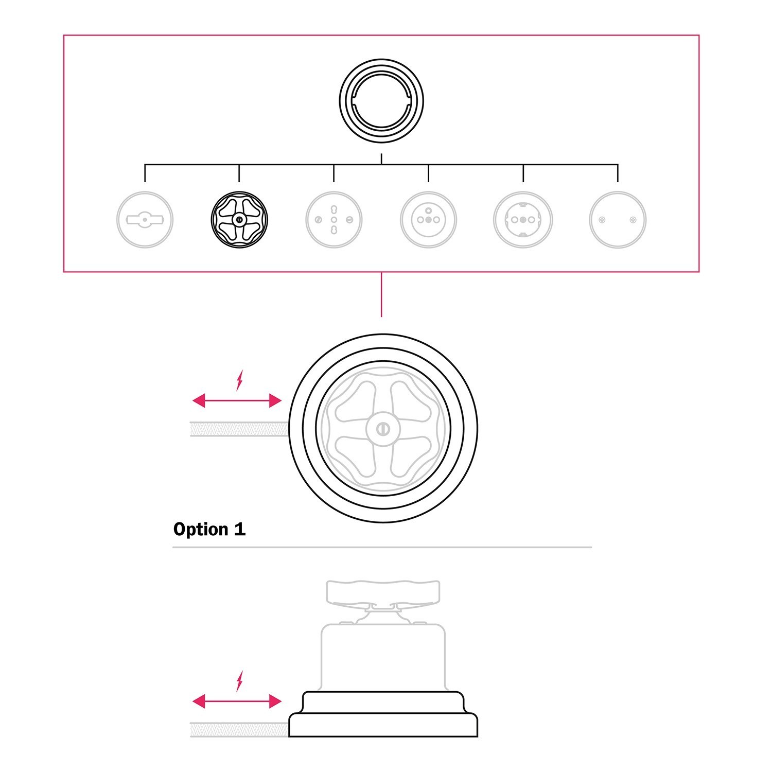 Kit interrupteur/déviateur avec bouton et base en porcelaine blanche