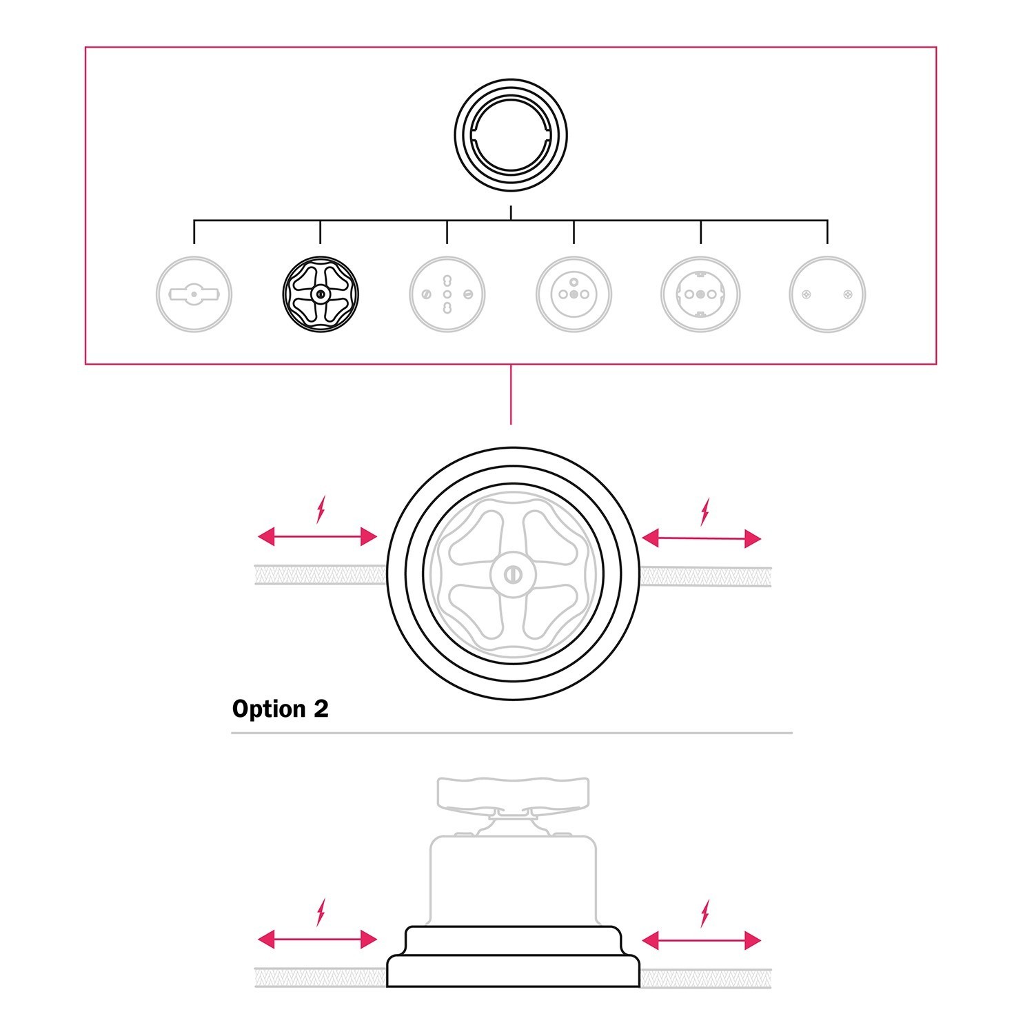 Kit interrupteur/déviateur avec bouton et base en porcelaine noire